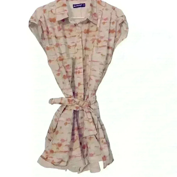 BLANK NYC Relaxed Fit Luxury Romper Size S Linen Cotton Blend Tan Pink tye dye - Picture 8 of 8